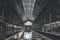 Rossio train station in Lisbon. Inside of the building with platform and train tracks waiting for departure