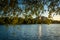 The Rosslyn skyline seen through trees at sunset, from the Geor