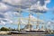 ROSTOCK, GERMANY - AUGUST 2016: Krusenstern. Four-masted barque Kruzenshtern.