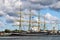 Rostock, Germany - August 2016: Krusenstern. Four-masted barque Kruzenshtern.