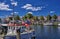 Rostock, Germany - Colorful Fishing boats resting in the peaceful canal on this spring hot day in WarnemÃ¼nde, Mecklenburg