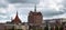 Rostock old town with the st. maria curch and the carl zeiss sky