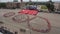 ROSTOV-ON-DON, RUSSIA - MAY 9, 2016: A festive military parade in honor of victory day in Russia. May 9. large Flag Soviet Union