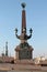 Rostral obelisk of the Trinity Bridge. St. Petersburg.