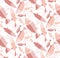 Rosy fish seamless pattern in pastel color.