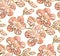 Rosy and gold sakura flowers seamless pattern