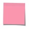 Rosy paper sticky note glued to the surface isolated on white background. Vector illustration