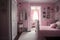 Rosy Paradise: Step into a Dreamy and Whimsical World of a Pink and Girly Bedroom, ai generative