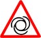 Rotary part machine warning machine contains rotating pieces job security icon illustration. Red prohibition warning