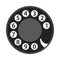 Rotary phone dial, old telephone numbers, abstract disk, retro vintage phone disc, black isolated on white background, vector illu