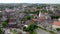 Rotate aerial view in city center of Swiebodzin. View of city from bird sight. City from drone.