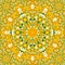 Rotate circle dandelion and camomile kaleidoscope spring picture effect tile sun