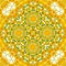 Rotate circle floral kaleidoscope yellow dandelion pattern
