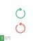 Rotate clockwise in green colour and rotate counterclockwise arrows in red sign icon