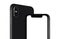 Rotated black smartphone similar to iPhone X mockup front and back sides cropped