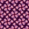 Rotated bows of striped ribbon on the dark background. Watercolor seamless pattern.