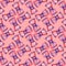 Rotated bows of striped ribbon on a pink background. Watercolor seamless pattern.