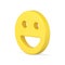 Rotated joyful emoji with shadow 3d icon. Symbol for chatting and expressing joy