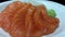 Rotated salmon sashimi set closeup, Japanese food style