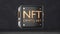 Rotating abstract block labeled NFT crypto art. NFTs non-fungible token digital files underpinned by blockchain