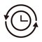 Rotating arrow and clock vectors. Simple flat design icons.