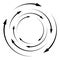 Rotating arrows. Concentric, radial, and circular arrow element. Cycle-cyclical cursor, pointer icon