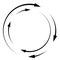 Rotating arrows. Concentric, radial, and circular arrow element. Cycle-cyclical cursor, pointer icon