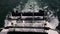 Rotating black paddle wheel of a cruise boat in motion. Slow motion shot footage