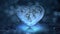 Rotating blue ice glass heart with snowflakes inside motion background loop 4 k