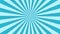 Rotating blue and white sunburst circle motion background. Seamless loop, 4k video. Retro style radial, sun light, circus, stripe,