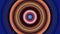 Rotating concentric circles target with psychedelic effect. Animation. Bright small and big rings flashing with bright