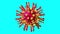 Rotating coronavirus/ covid-19 virus molecule - isolated on blue background