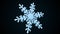 Rotating crystal snowflake against black, computer generated. 3d rendering winter backdrop