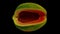 Rotating Cut Red Lady Papaya on Black Background 02C (Looping)