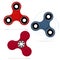 Rotating fidget spinners stress relieving toy. 3D illustration.