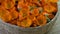 Rotating fresh medical marigold calendula flowers in basket