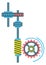 Rotating gears color icon. Industrial machinery part