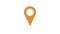 Rotating geolocation icon. Yellow sign. Infographic marker of logistics map