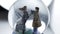 rotating glass Christmas ball with a young couple and falling snow.