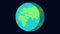 Rotating globe map animation with green and blue cyber hacker globe