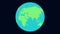 Rotating globe map animation with green and blue cyber hacker globe