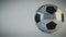 Rotating glossy soccer ball on white background - seamless looping