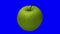 Rotating Green Apple on Blue Background 01A Looping