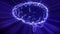 Rotating human brain hologram, light rays - thinking process, artificial intelligence concept