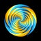 Rotating hypnotic circles with blue and yellow colors