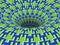 Rotating people symbols patterned hole. Vector optical illusion background