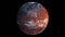 Rotating planet mars with a water surface and continents