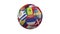 Rotating soccer ball with flags of countries participating in the World Cup about football in Russia on white background, loop