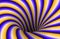 Rotating spiral patterned hole of yellow blue stripes. Vector optical illusion background