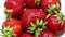 Rotating strawberry. Fresh, ripe, juicy, delicious strawberries. Macro.